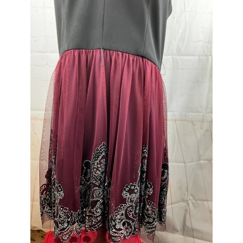 Blonde Nites by Stacy Sklar Semi Formal A-Line Dress Sz 17 Burgundy Embellished - Picture 4 of 5